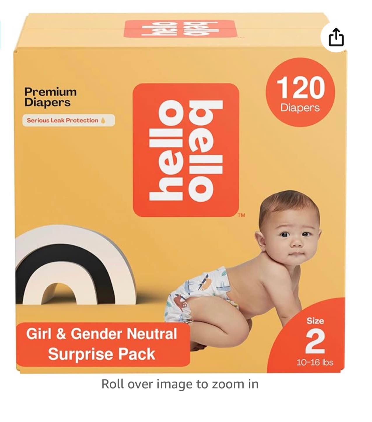Hello Bello Premium Baby Diapers Size 2 I 120 Count of Disposable, Extra-Absorbent, Hypoallergenic, and Eco-Friendly Baby Diapers with Snug and Comfort Fit I Surprise Girl & Gender Neutral Patterns