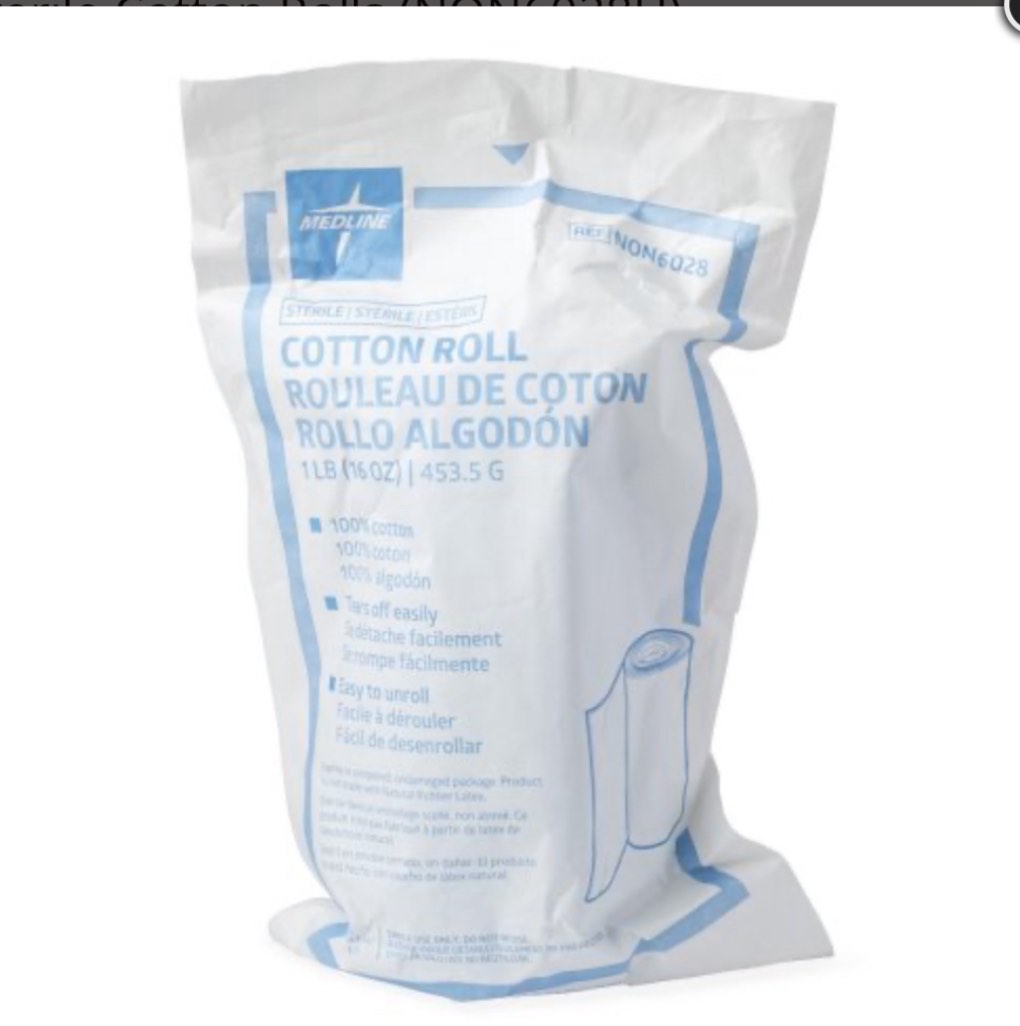Medline NON6028H Cotton Roll, Sterile, 1 lb, Large