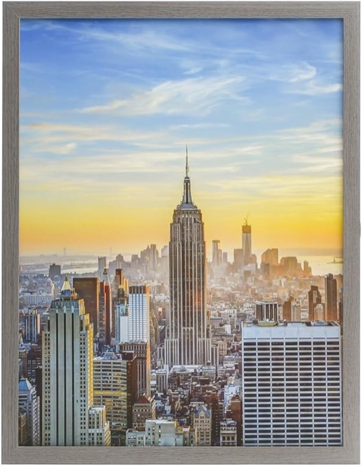 Frame Amo 17x25 Black Modern Picture or Poster Frame, 1 inch Wide Border, Smooth Wrap Finish, Acrylic Front