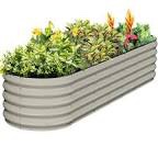 zizin Large Raised Garden Bed Kit 12x2x1.5FT Outdoor Rustproof Bottomless Metal Planter Box for Vegetables Flower Herb, Beige