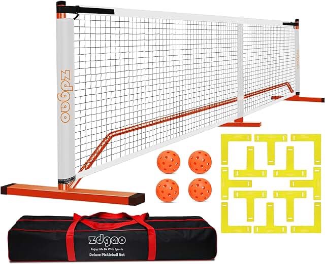 (Similar)Zdgao Pickleball Net with Court Marking Kit, 4 Pickle balls, and Carry Bag - Complete Bundle for Easy Setup and Play on Any Surface