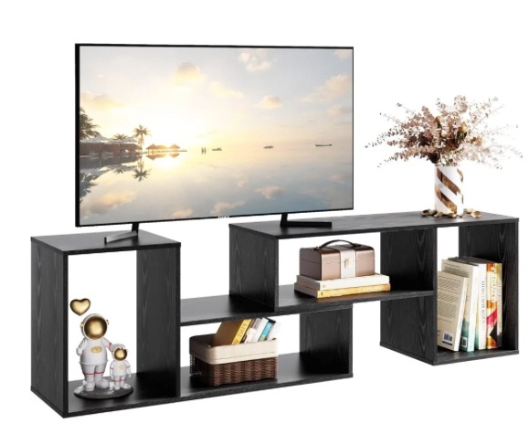 (Incomplete)DEVAISE Flat Screen TV Stand for 43 45 55 inch TV, Modern Entertainment Center with Storage Shelves, Media Console Bookshelf for