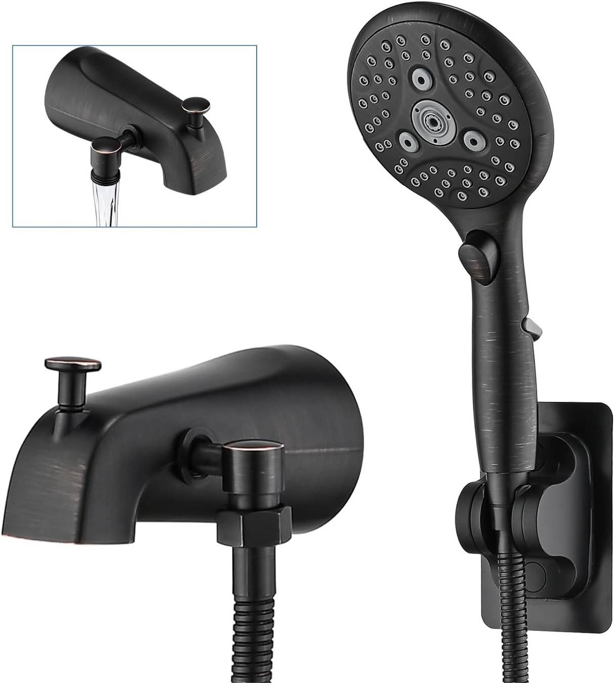 PROOX All Metal Bathtub Faucet with Sprayer Oil Rubbed Bronze,6 Settings Hand held Shower with ON/OFF Pause Switch, Bathtub Faucet with Sprayer