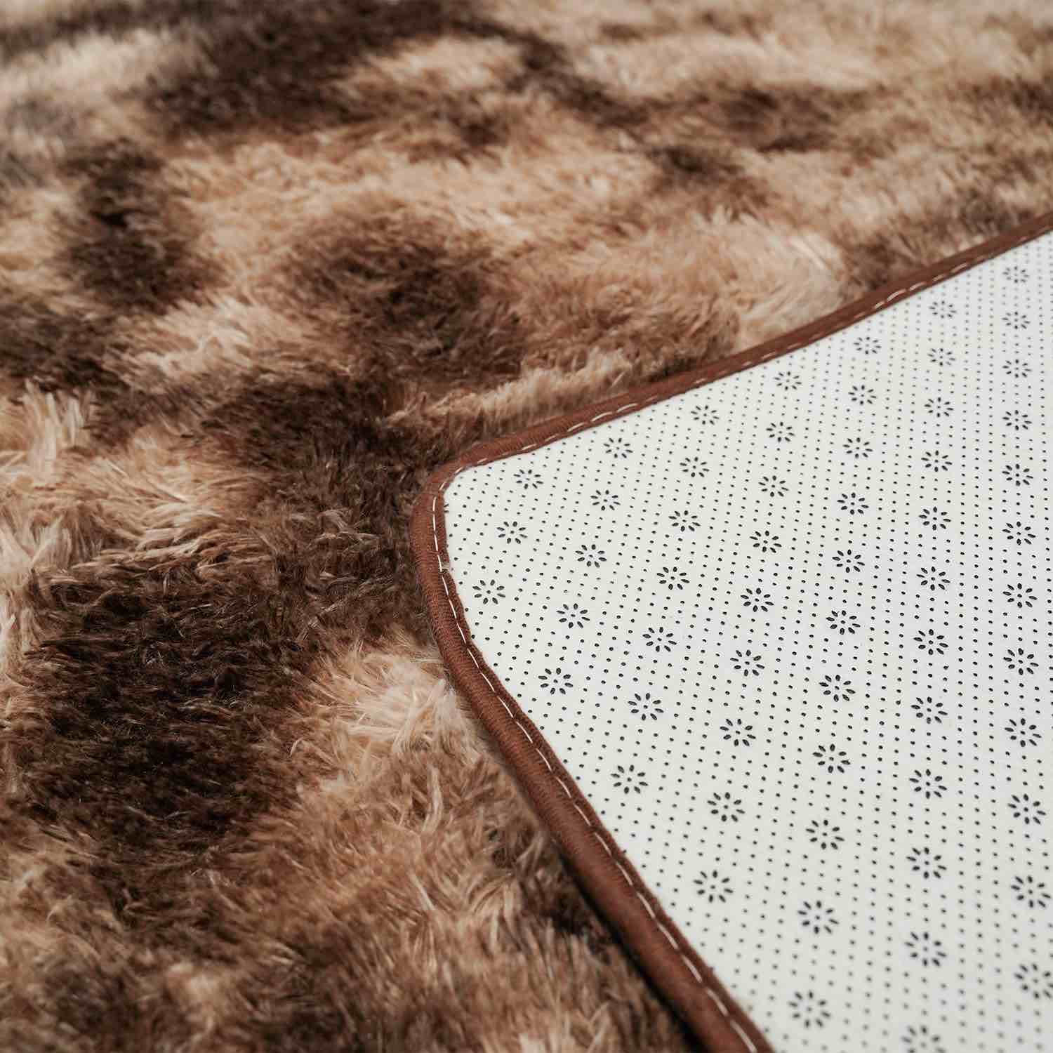 Ultra Soft Fluffy Area Rugs, 5x8 Feet Tiedye Shag Rugs for Bedroom Living Room, Non-Slip Tie-dyed Floor Carpet Shaggy Decorative Home Decor for Kids Room, Nursery (5x8 Feet, Mottling Brown