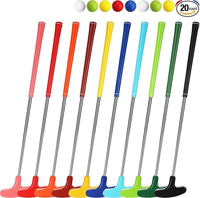 10 Pack Junior Golf Putter Golf Putters Bulk with 10 Practice Golf Balls for Men and Women Two Way Mini Golf Putter for Left and Right Handed Golfers for Kids Teenagers Adult