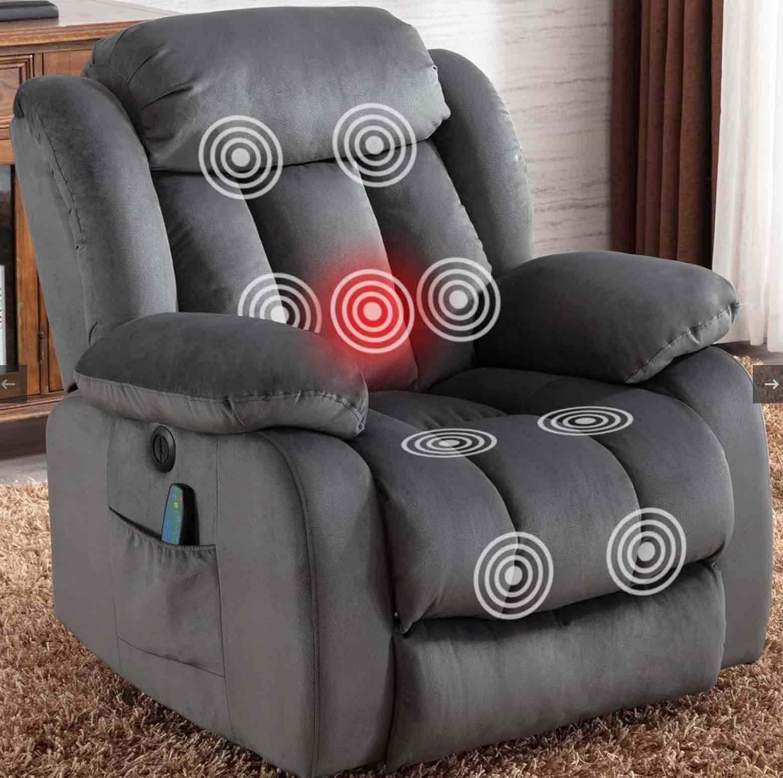 Electric Massage Power Lift Recliner Chair with Heat & Vibration, Overstuffed & Heavy Duty(different color ), USB Port, Grey