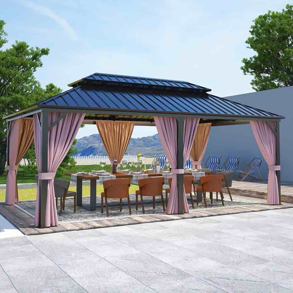 EAGLE PEAK 12x20 Hardtop Aluminum Gazebo With Netting And Curtains ( Box 4 , Incomplete)