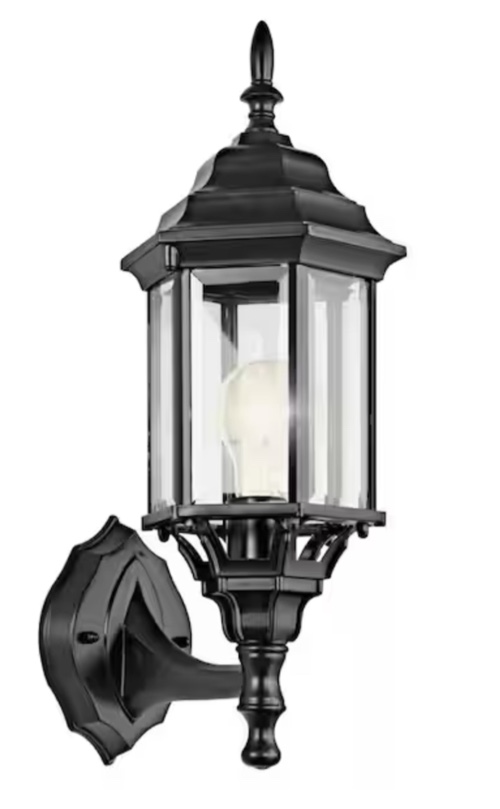 Chesapeake 17 in. 1-Light White Outdoor Hardwired Wall Lantern Sconce with No Bulbs Included (1-Pack)