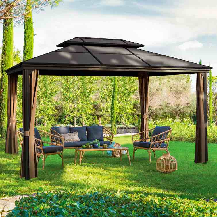 10 Ft.W x 13 Ft.D Hardtop Gazebo Outdoor Polycarbonate Double Roof Aluminum Frame ( incomplete)