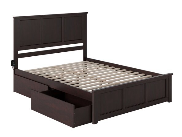Amear Solid Wood Storage Platform Bed with Under Bed Drawers ( incomplete 1 box only) 