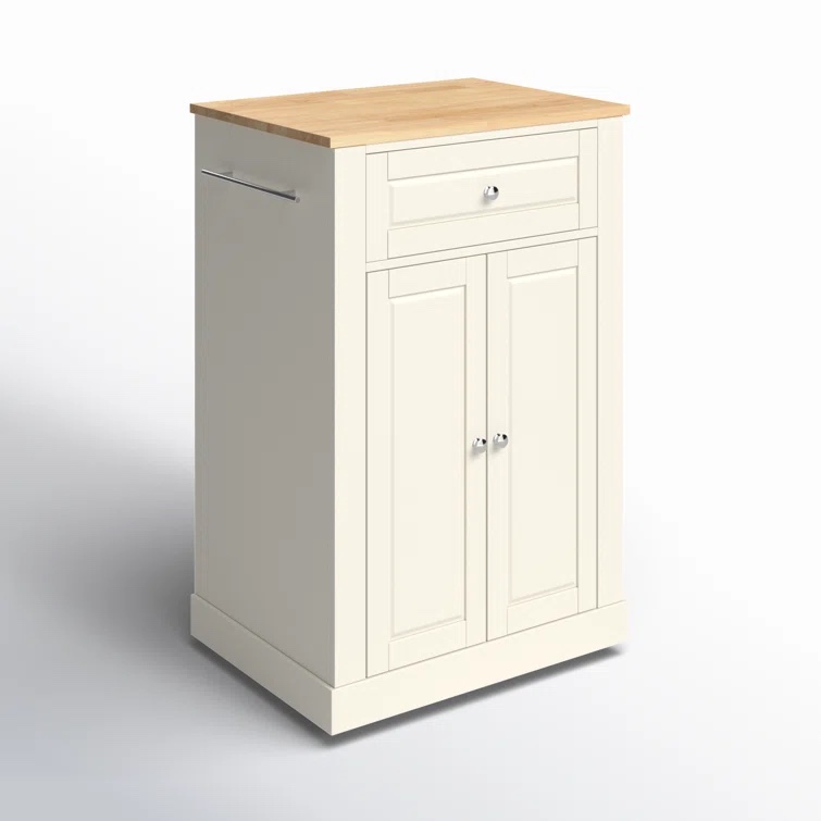 Camellon 24.75'' Wide Rolling Kitchen Cart with Solid Wood Top