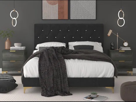 3-Pieces Bedroom Set (Black).     incomplete. 2 of 2 only 