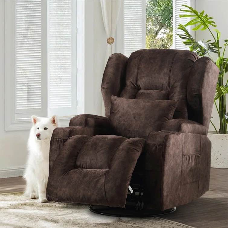 Tiossem Swivel Rocking Recliner Chair, Velvet Manual Glider Rocker Single Sofa Chair for Living Room. incomplete base only 