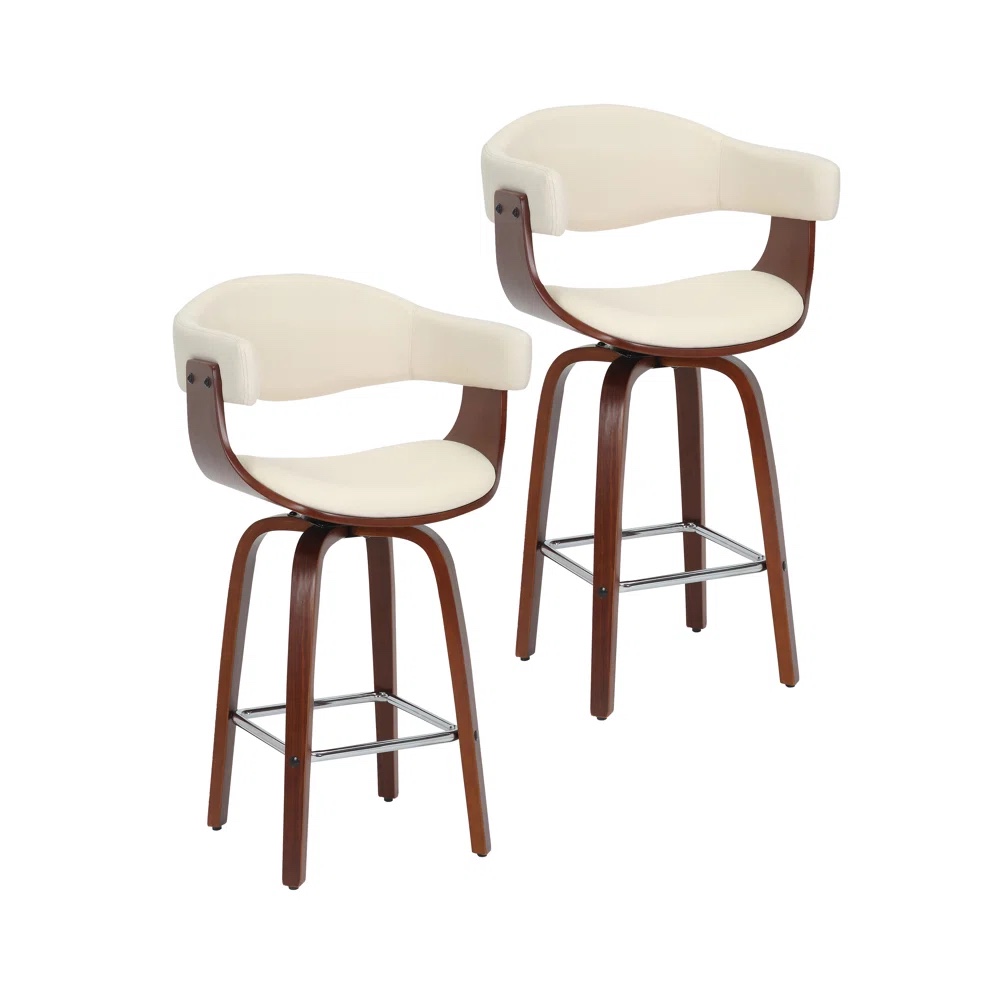 Keisha Swivel Fabric Mid-Century Counter or Bar Stool