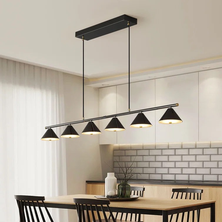 Florrine 6 - Light Satin Black LED Kitchen Island Pendant