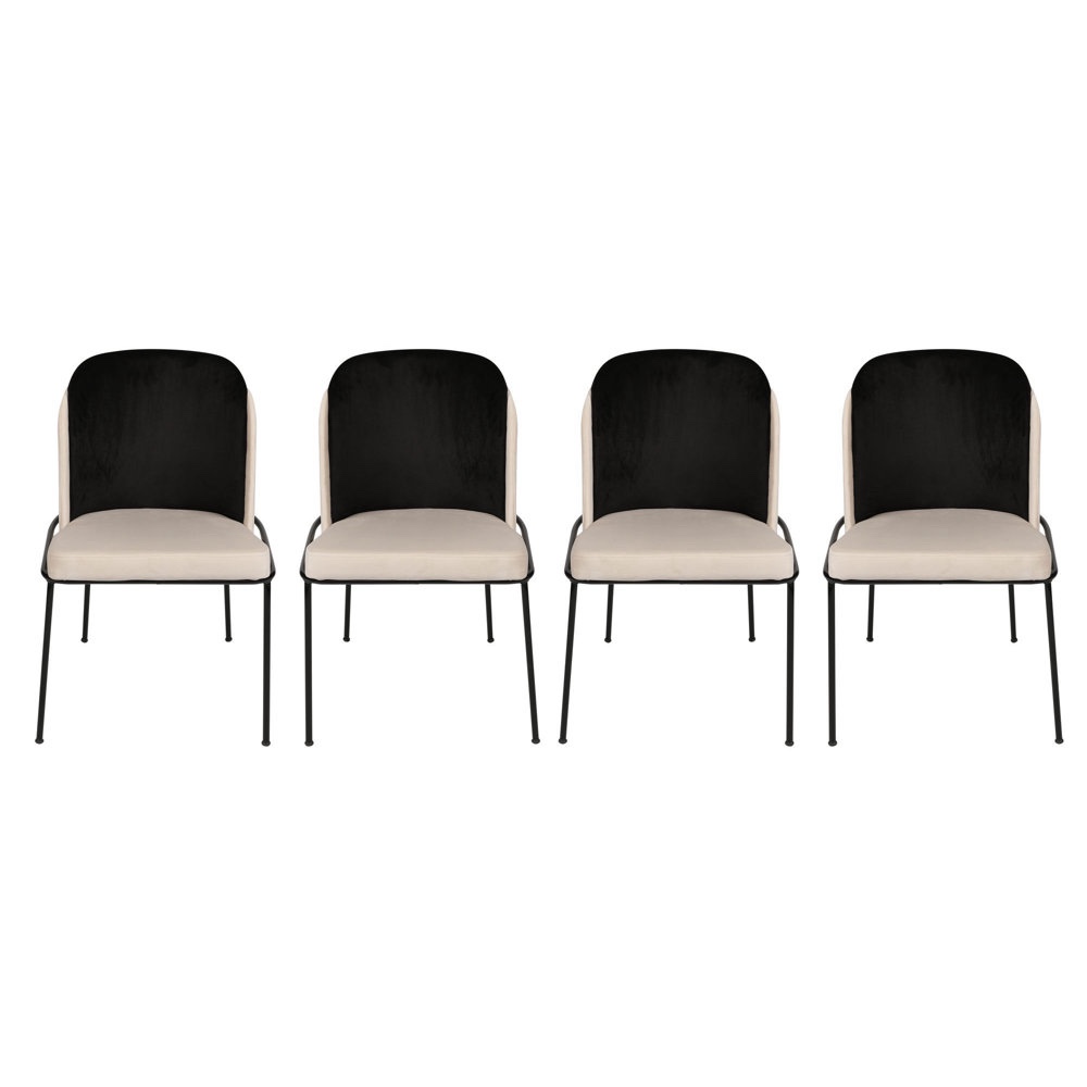 ( incomplete 1 only box) velvet upholstered metal side chair set of 4
