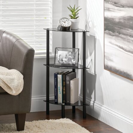 mDesign Glass Corner 3-Tier Tower Cabinet Storage Organizer Shelves