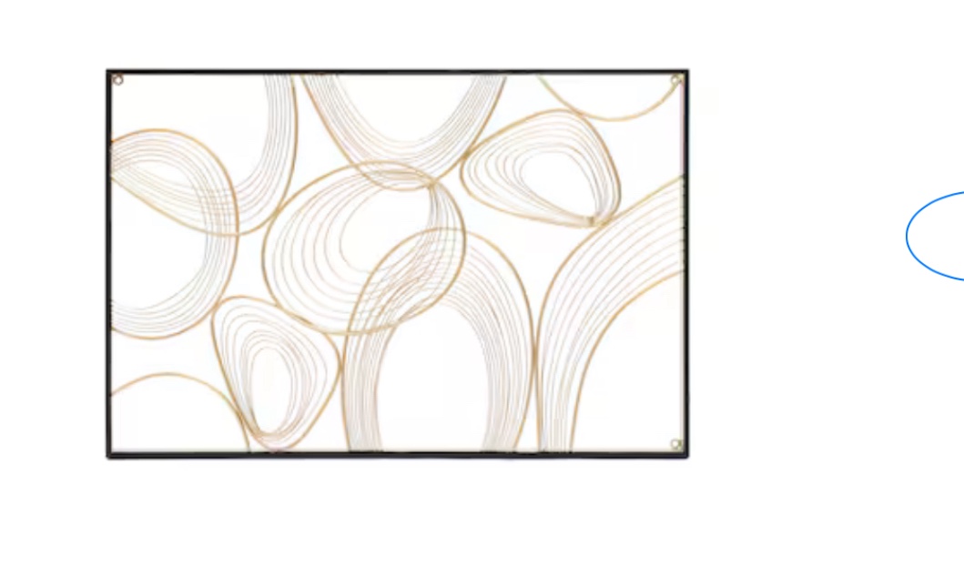 LuxenHome Metal Wall Art, 36" Gold Wall Decor, Luxury Living Room Wall Decor with Black Frame, Mordern Hanging Abstract Metal Wall Decoration, Large Wall Art Decor, Wall Sculptures Home Decor
