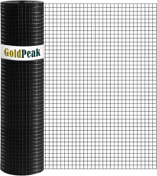 GoldPeak Black Hardware Cloth 1/2 inch 24 inch x 100 Foot - Vinyl Coated Wire Mesh Roll Tree Guard Cage Wire Chicken Wire Fence Roll