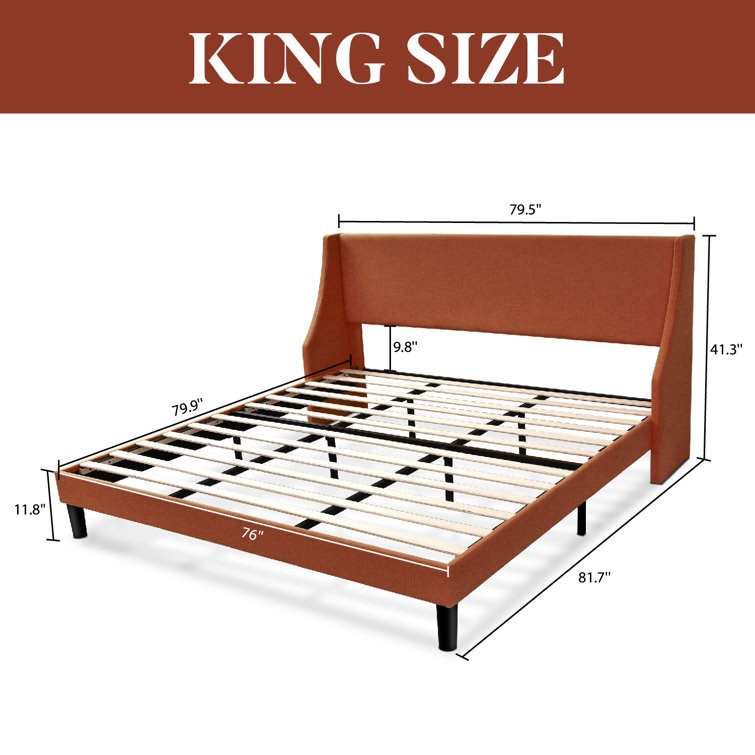 ( incomplete 1 only box) Burnt Orange Bowdoin Upholstered Wingback Platform Bed( colors black ) 
