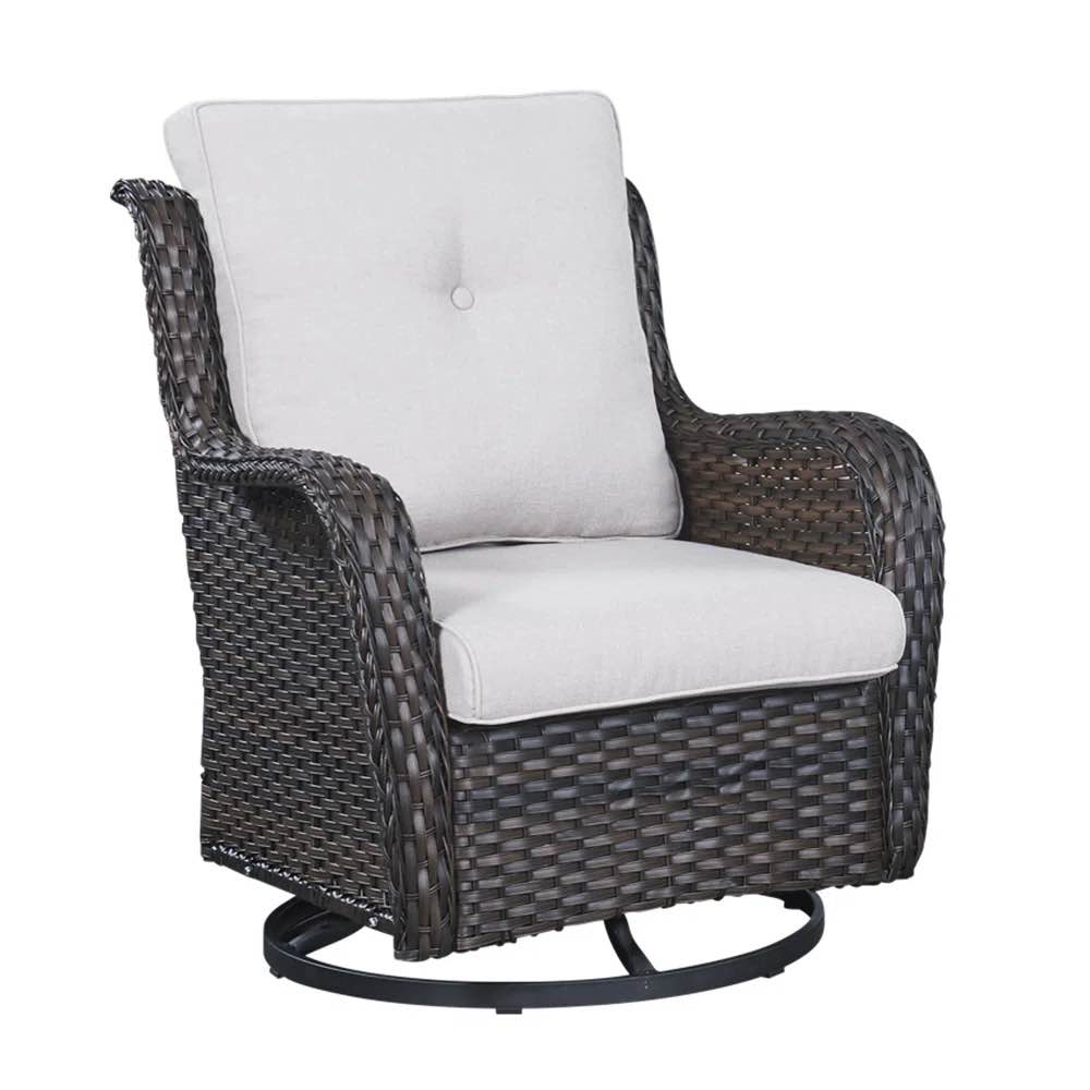 Schutt Wicker Patio Chairs with Cushions (Set of 2)( incomplete only one arm and cushion)