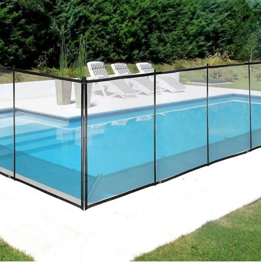 4 ft. x 48 ft. Black Swimming Pool Fence Mesh Barrier Removable DIY Pool Fencing with Section Kit for Inground Pools