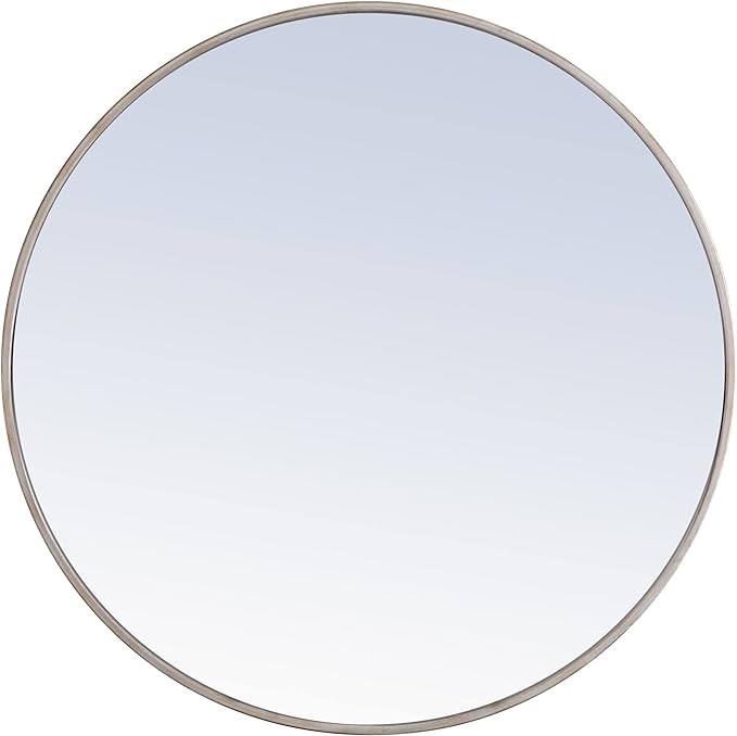 Elegant Decor Eternity 32" Round Metal Frame Mirror in Silver
