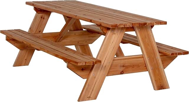 Jack and June Cedar Wood Rectangular Picnic Table