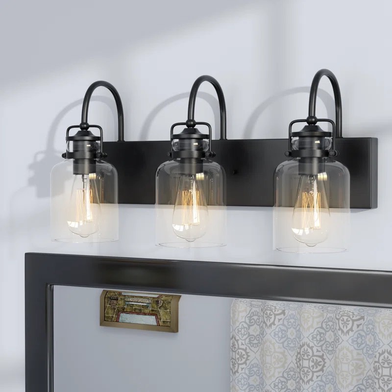 Loucks 3 - Light Dimmable Vanity     missing one glass globe 