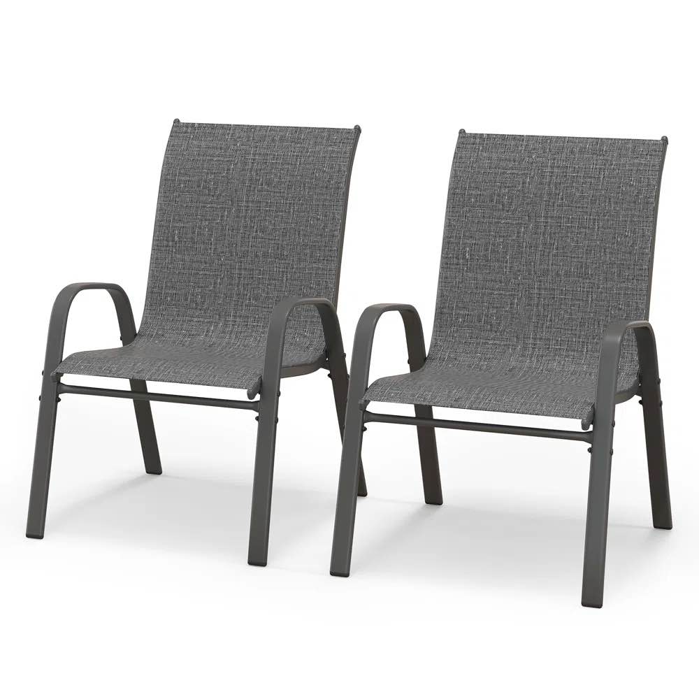 Outdoor Patio Dining Armchair Sets Of 2, Stackable Chairs
