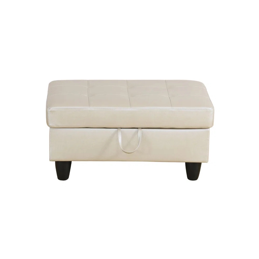 Greicy 35" Wide Faux Leather Tufted Rectangle Storage Ottoman