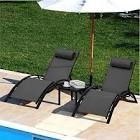 Patio Chaise Lounge set of 3, Outdoor Lounger Chair with Headrest, 5-Level Adjustable Tanning Chairs