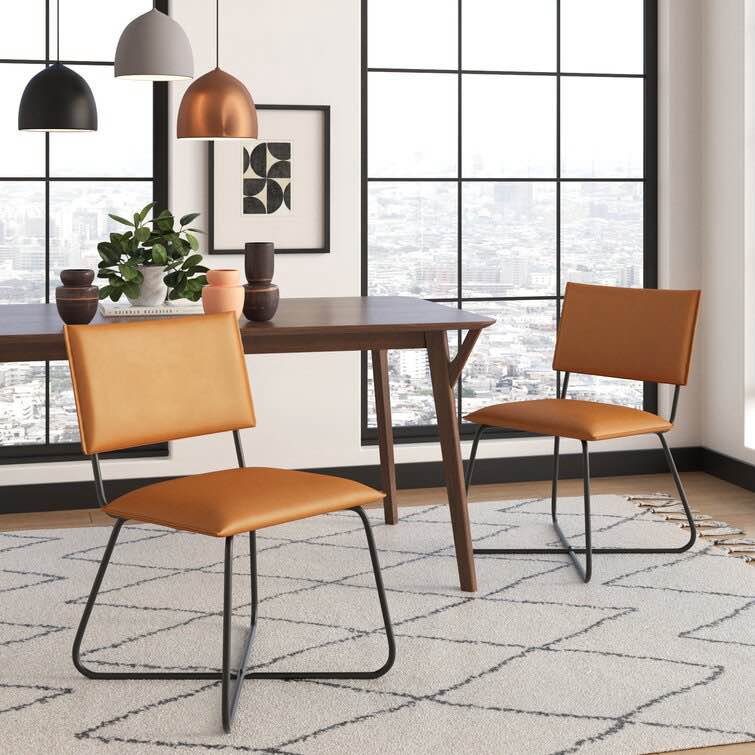 Buffington Faux Leather Upholstered Metal Side Chair (Set of 2)