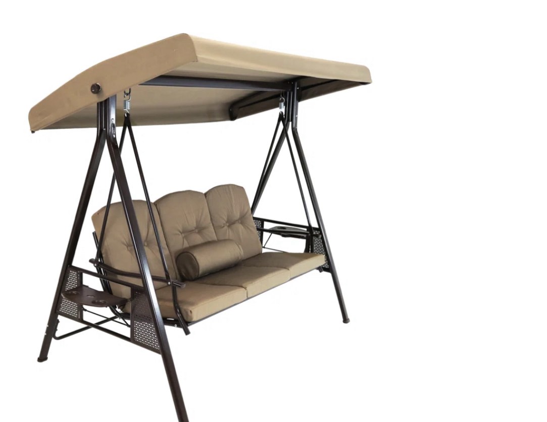 Beige Reuben Porch Swing with Canopy