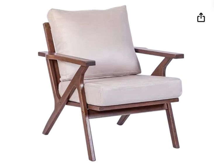 Armchair for Living Room Faux Leather Lounge Chair with Wood Frame,Retro Accent Chair,Removable Upholstered and Seat,Comfy Chair for Reception Dorms (Color : Beige)