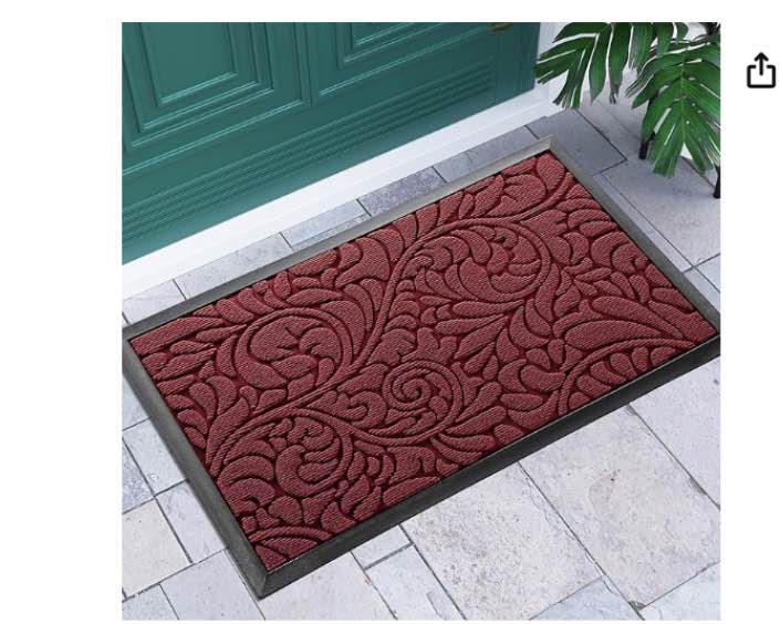 Yimobra Door Mat, Outdoor Indoor Entrance Welcome Mat, Heavy Entry Front Door Mat, Stain & Fade Resistant, Low Profile, Durable Rubber, Easy Clean Patio Floor Mat, Waterproof, 36 x 24, Wine Red