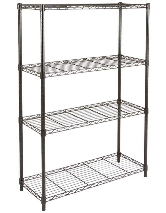 4-Shelf Adjustable  Heavy Duty Storage Shelving Unit (350 lbs loading capacity per shelf)  Steel Organizer Wire Rack  Black (36L x 14W x 54H)