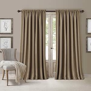 LOCHLEVEN SOLID LUGHT FLITTERING ROD POCKET SINGLE CURTAIN PANEL. 50 x 84’   antique brass