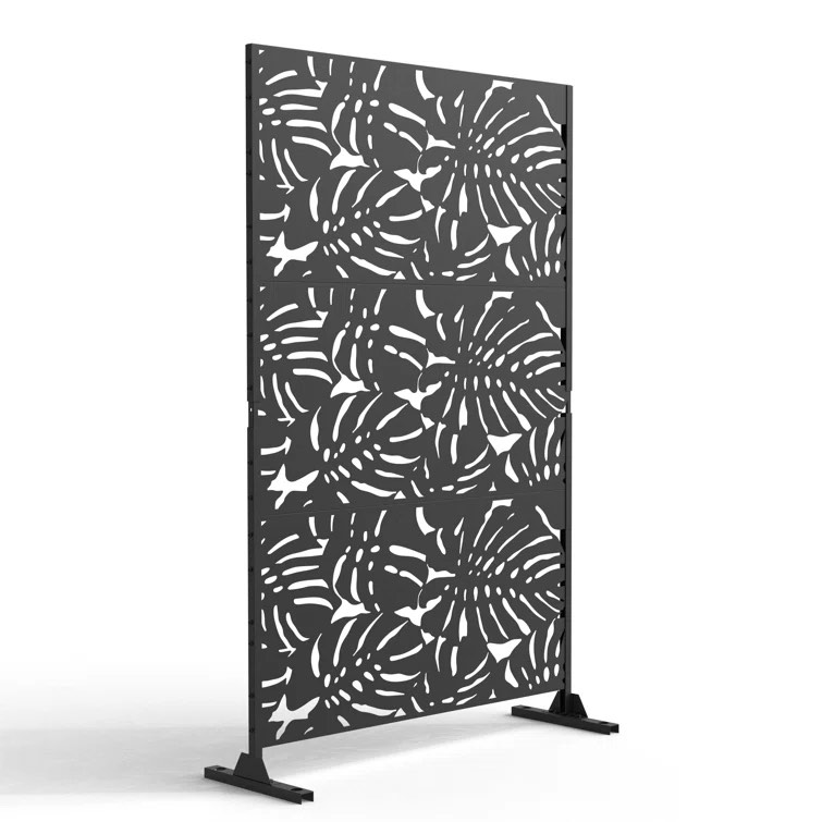 Freestanding Privacy Screen with Wider Feet black