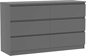 Vibe & Dine 6 Drawer Double Dresser, Modern Chest of Drawers with Wide Storage for Closet, Bedroom, Living Room (Grey. incomplete. 1 of 2 only