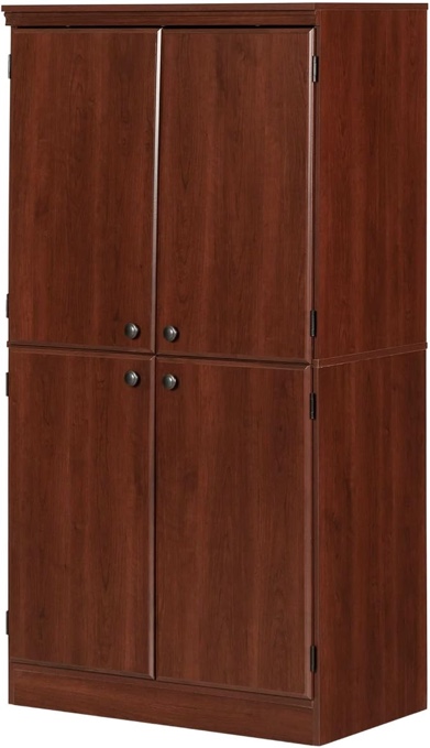 South Shore Tall 4-Door Storage Cabinet with Adjustable Shelves, Royal Cherry