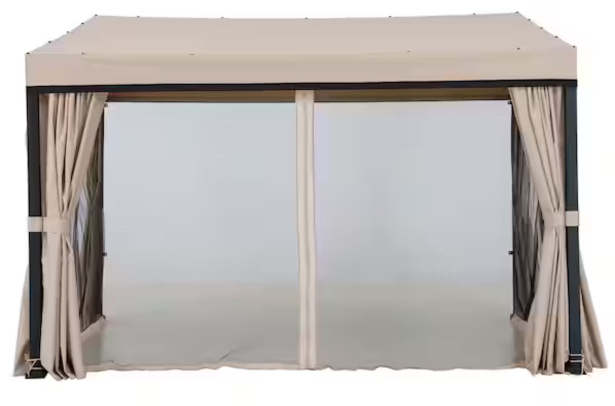 Sunjoy 10ft. x 12ft. Soft Top Gazebo with Curtain and Netting. incomplete.  1 of 2 only. 