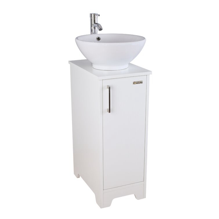 White 13'' Single Bathroom Vanity with Ceramic Top ( Sink only)