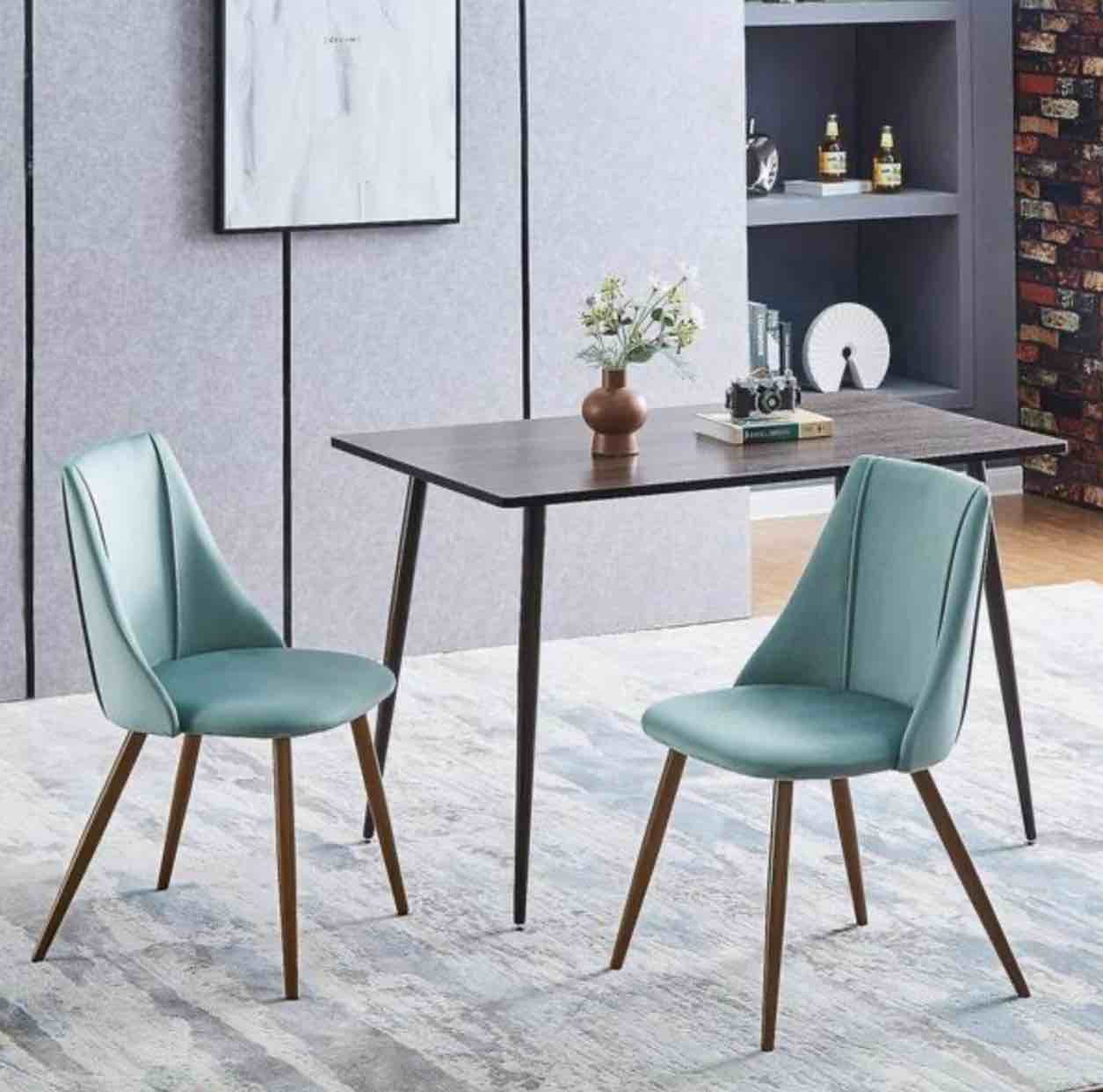 Smeg Lake Green Versatile Velvet Dining Chair - Modern Design, Comfortable Seating, Sturdy Metal Legs