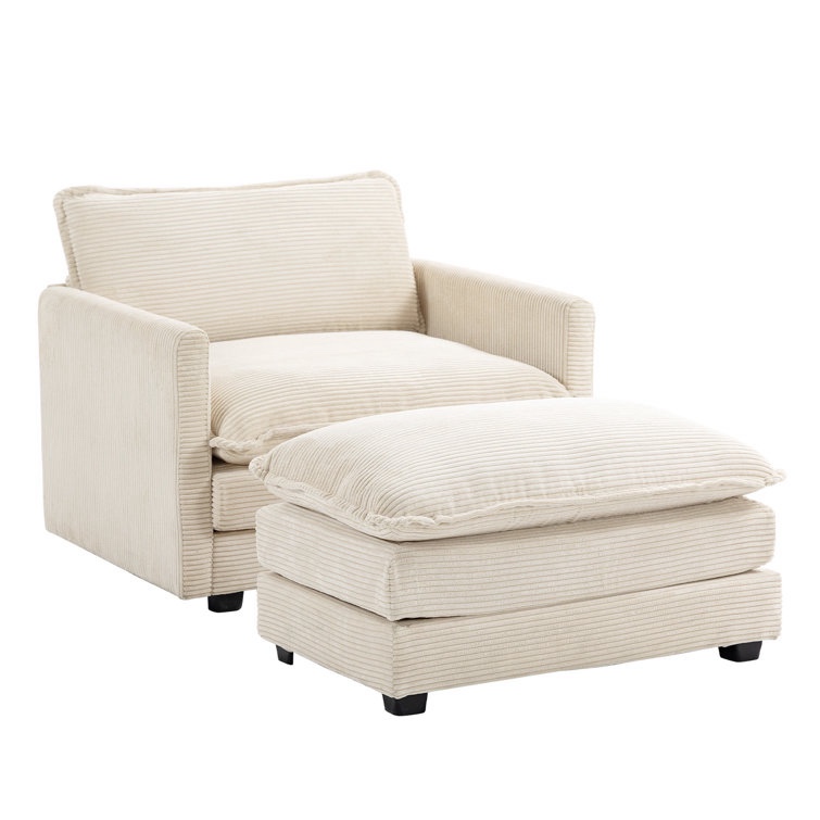 Redenius 42" Upholstered Corduroy Armchair with Ottoman ( Arms only)