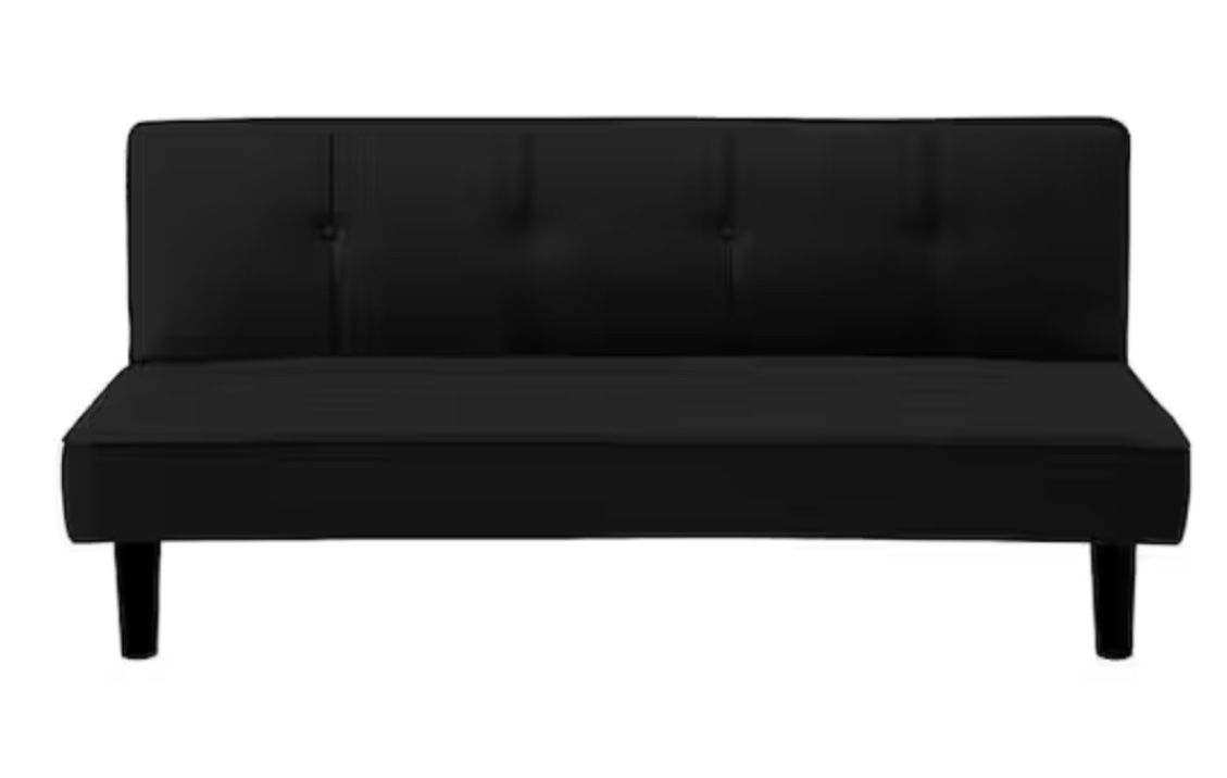 Zoren 66 in. Armless 3-Seater Convertible Sofa in Black