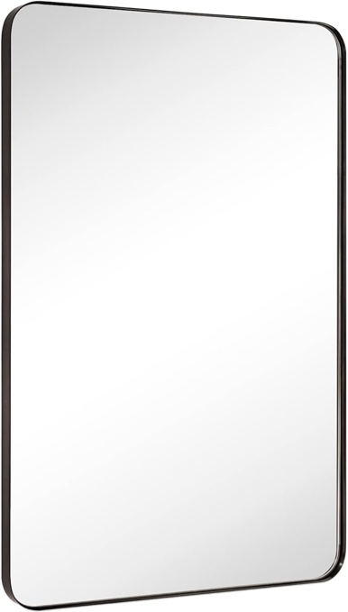 GRACTO 40x30'' Brushed Nickel Rectangle Bathroom Vanity Mirror for Wall Metal Framed Rounded Rectangular Bathroom Vanity Mirrors, Vertical and Horizontal