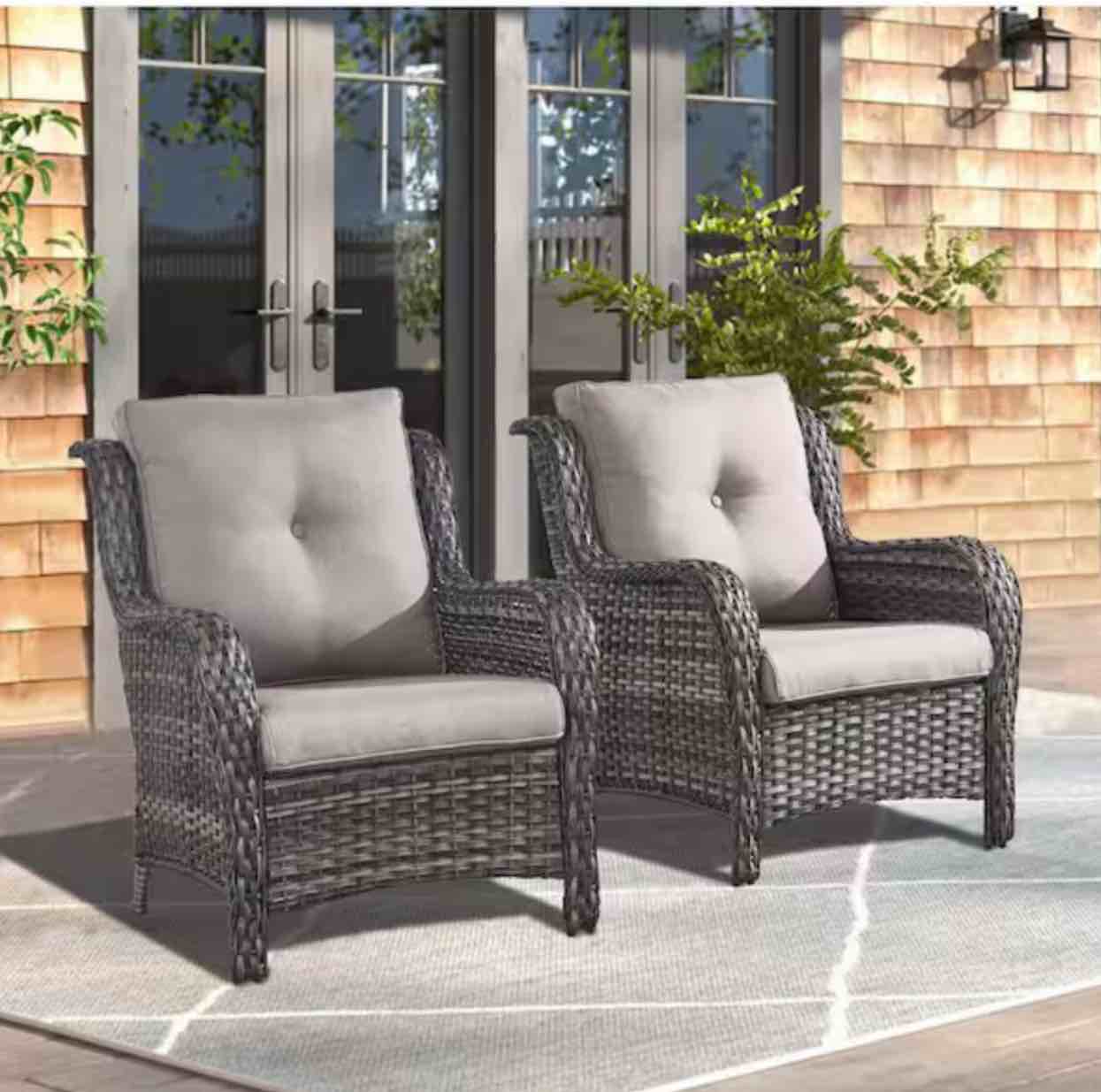 Carolina Gray Wicker Outdoor Chair with Gray Cushions