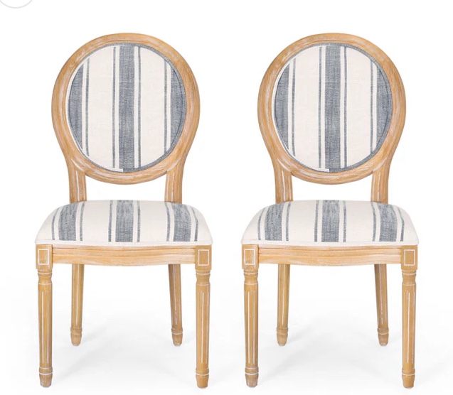 Lariya French Country Fabric Dining Chairs