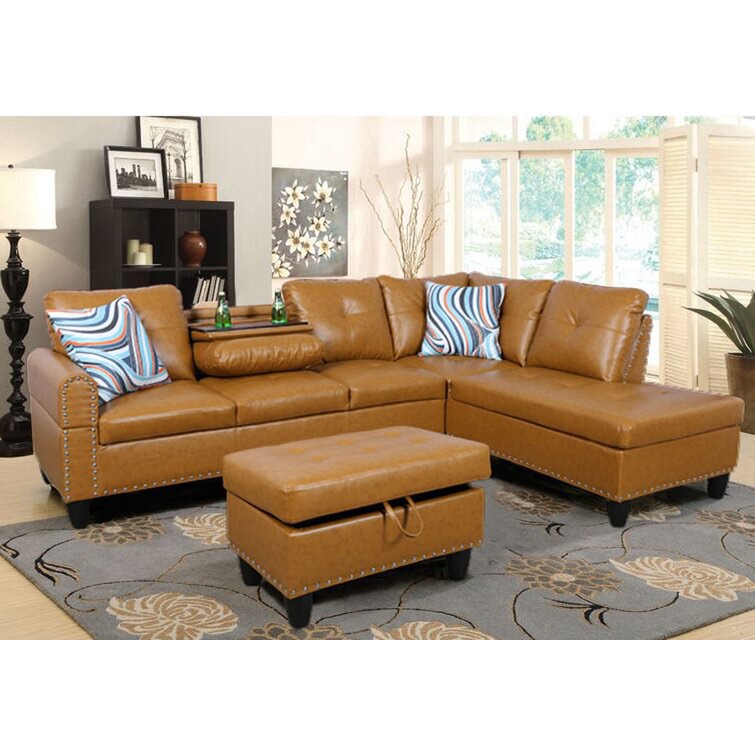 Aimee 3 - Piece Faux Leather Sectional